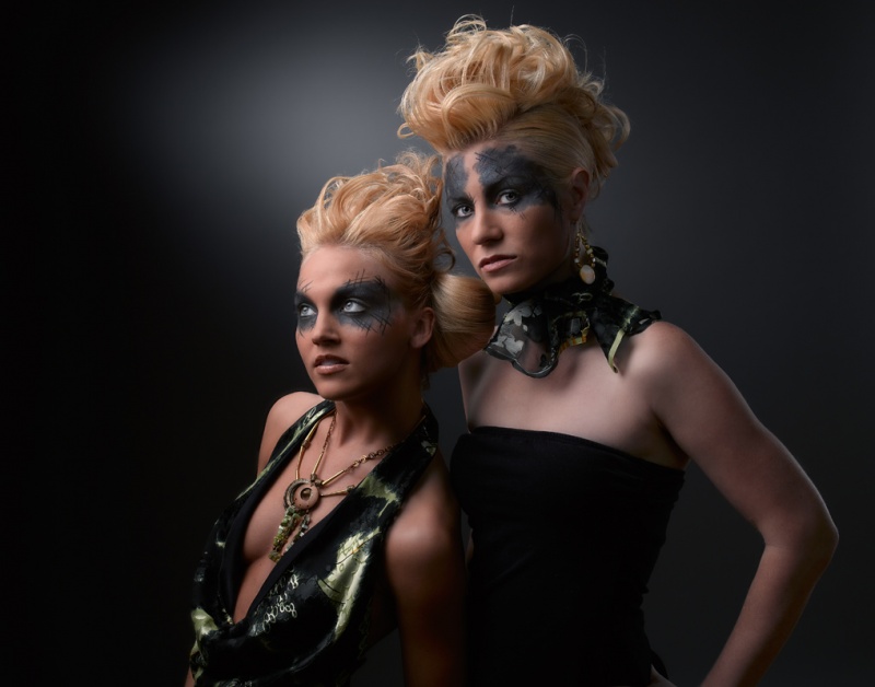 Female model photo shoot of Mahogany Charm, Amy LizaBeth  and Piper ann by Patrick Love, hair styled by Hair by Ryan, makeup by Misty Renee Al-Eryani, clothing designed by Nikki Blaine Couture