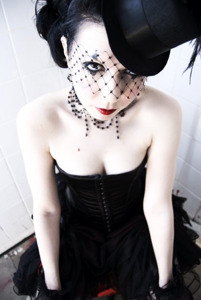 Female model photo shoot of Long Black Veil in Cardiff