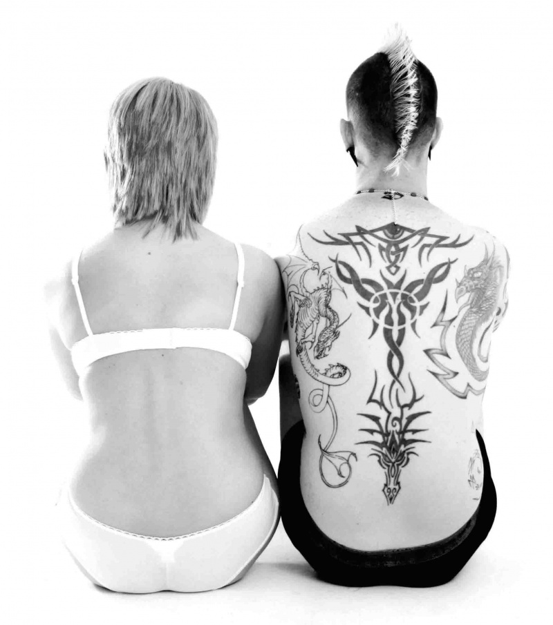 Female and Male model photo shoot of premier photography and tattoo23 in studio