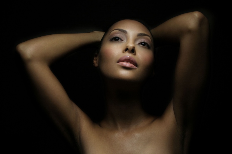 Female model photo shoot of RTW by v v v, makeup by Renny Vasquez