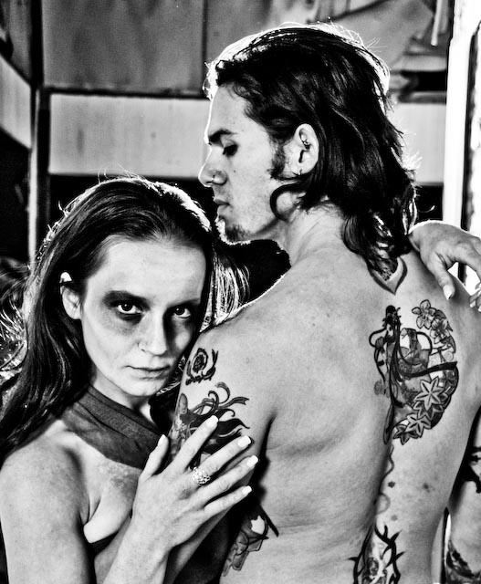 Male and Female model photo shoot of 54 studio, Kira Nova and Alexander Chang in house of nightmares