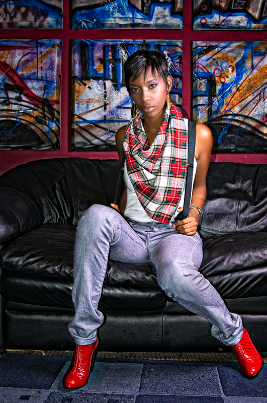 Female model photo shoot of MelaDee by J Sharp  in Omina Labs, wardrobe styled by FineTuned 916