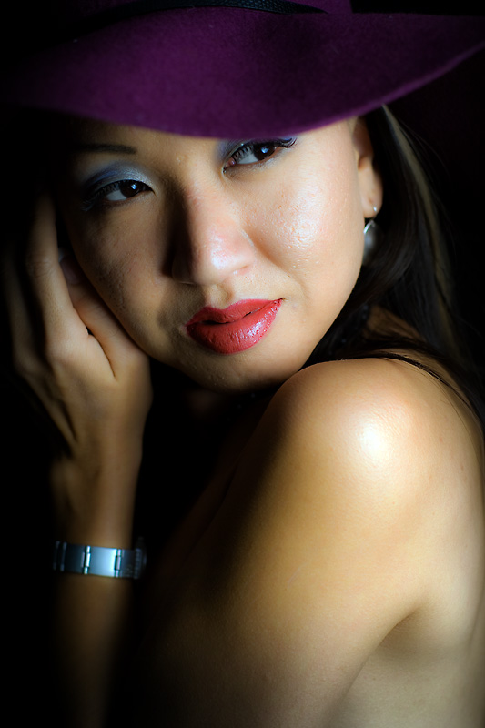Female model photo shoot of Hana Song by Greg Coleman in home studio