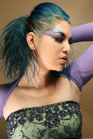 Female model photo shoot of Cyndi Frias by Bad Karma Photo, makeup by lbmakeup
