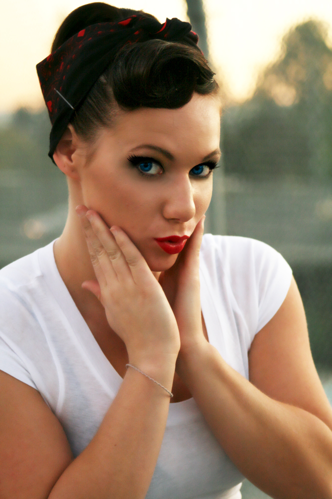 Female model photo shoot of Bombshell Mafia in Santa Clara, CA, makeup by Makeup Mafia