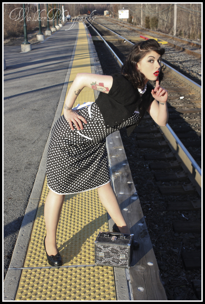 Male and Female model photo shoot of WalkerPhotography and MissBea in Train Station