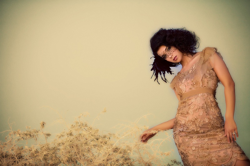 Female model photo shoot of Vanessa Preziose Photog in Salton Sea, clothing designed by CastleBride Couture