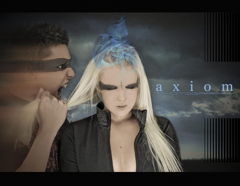 Male and Female model photo shoot of A X I O M PHOTOGRAPHY, Miss Ashley Tyler and Nicholas00 in Axiom Studios