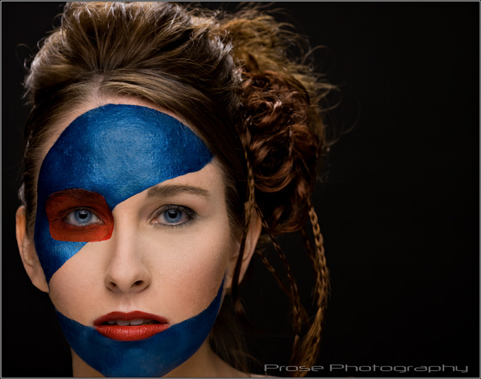 Female model photo shoot of Sara Beth 19 by Prose Photography, makeup by Kristine Frank, body painted by In the Paint