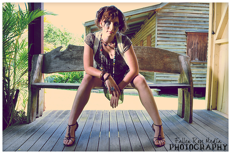 Female model photo shoot of christiejade by Fallen Rose Media in Old Petrie Town, makeup by Loran B