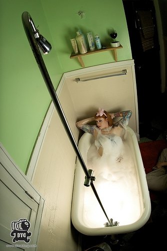 Female model photo shoot of Scarlette Fury in My house, my tub :-)