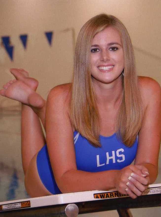 Female model photo shoot of chelsea elkins in Lincoln High School Pool