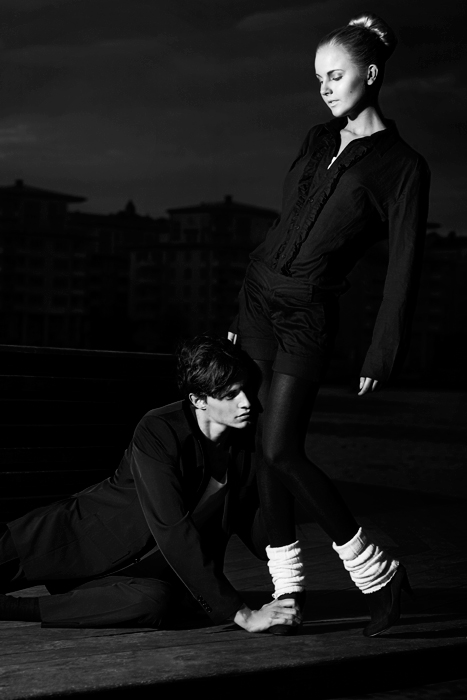 Female and Male model photo shoot of Therese Johansson and henrikahlgrencom by Dominic Hedgecock in Stockholm, makeup by CuteOverdose by Petra