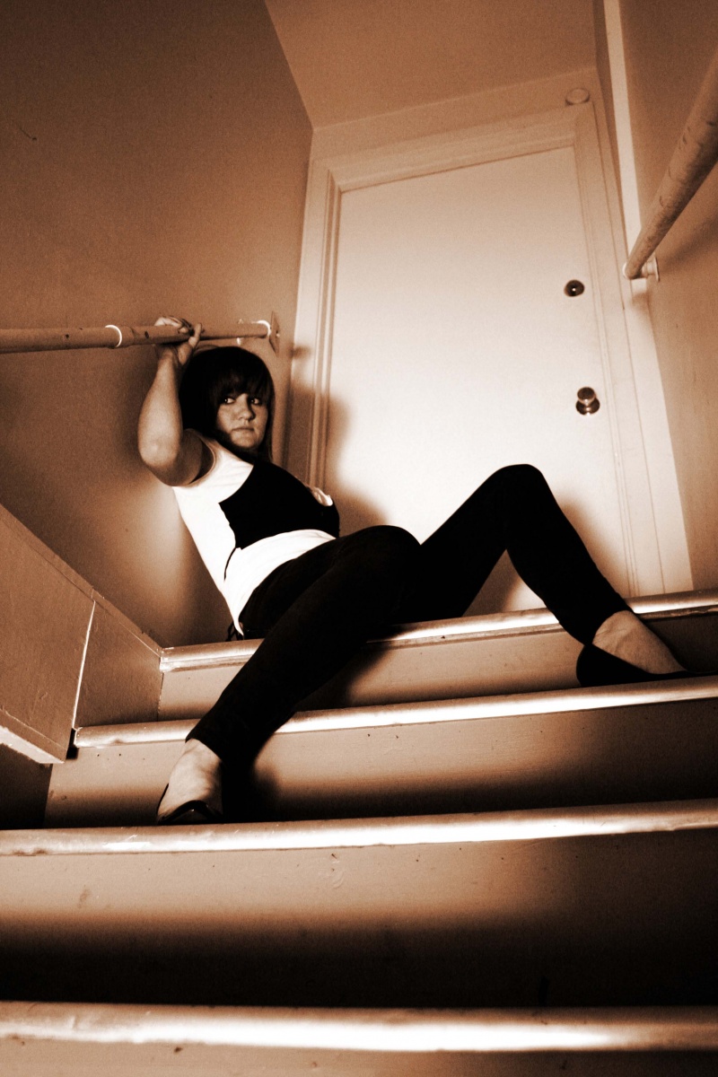 Female model photo shoot of Jacie Paulsen in Minden Nevada Apartment Staircase