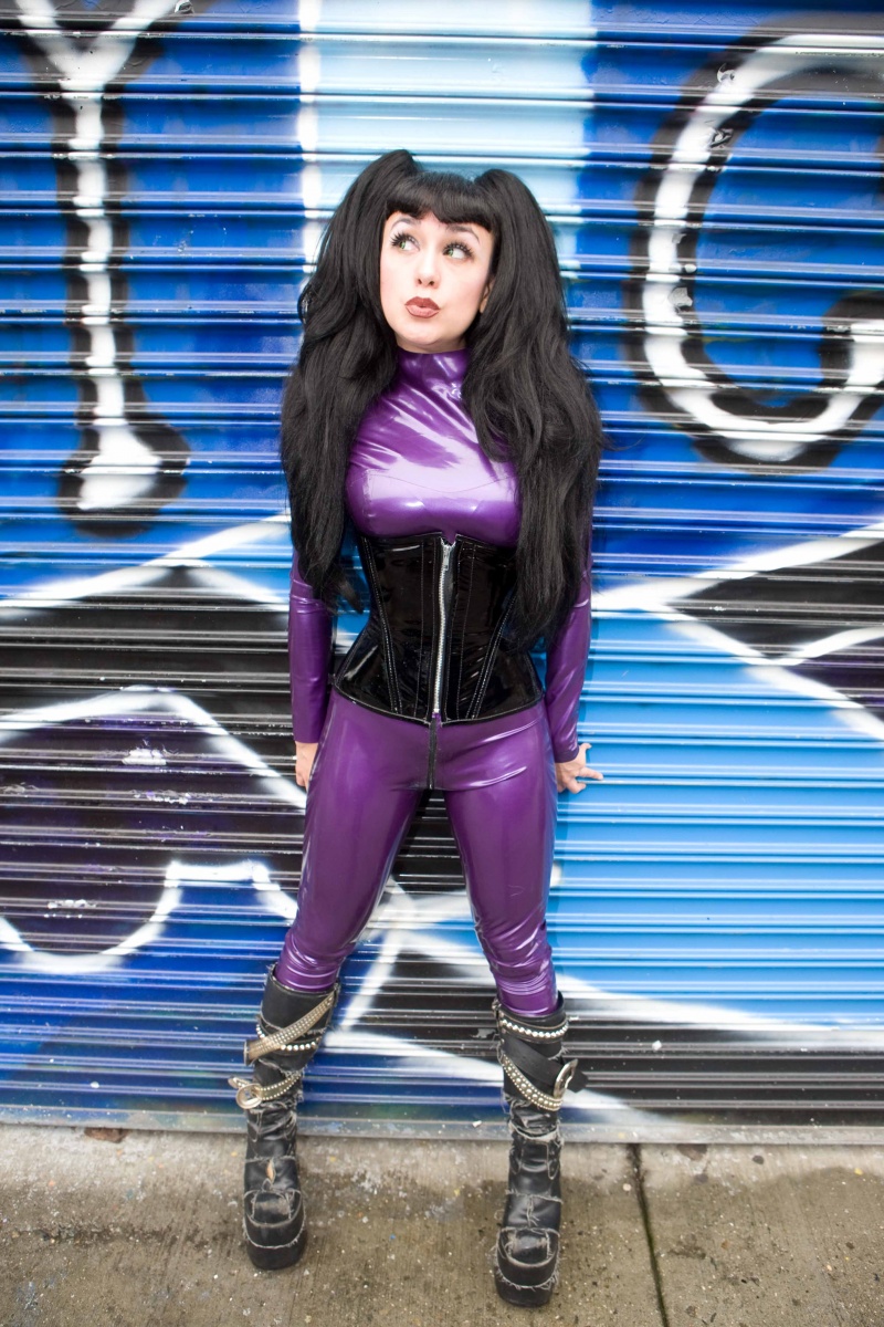Female model photo shoot of Latex Lily in Lower East Side NYC