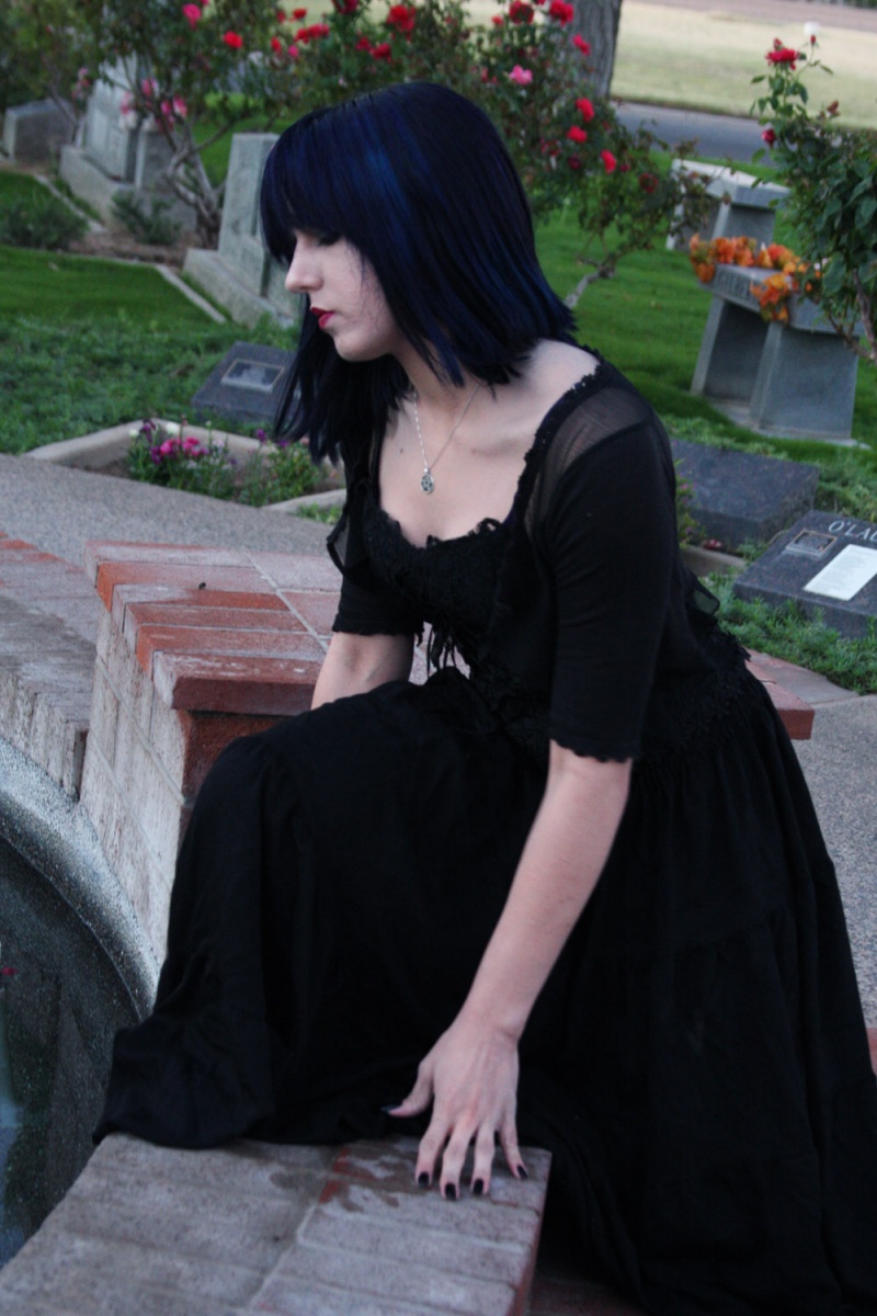 Female model photo shoot of Lithium Lilith in Cemetary AZ