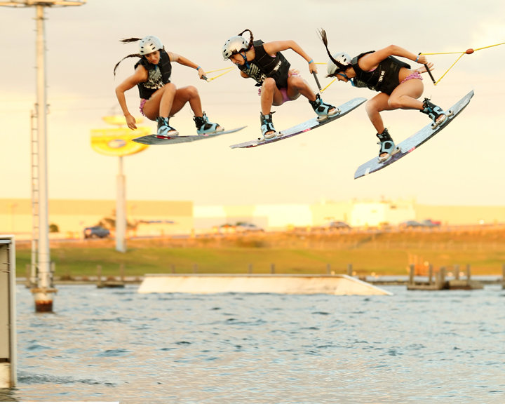 Female model photo shoot of Chauntel Spear in Wakeboarding at Orlando Watersports Complex