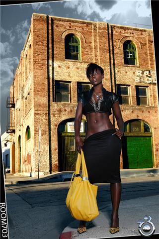 Female model photo shoot of Fatuma Deo by ROOM703 in Downtown L.A, makeup by I AM TONI WHITE