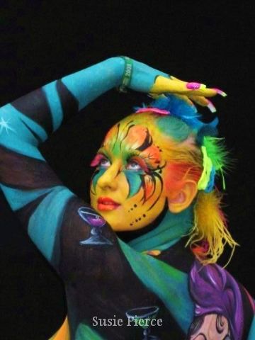 Female model photo shoot of Susie Pierce Bodyart in World Body Painting Competition, Seeboden, Austria