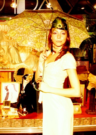 Female model photo shoot of Anna_konieczny in Radion Days vintage store, London