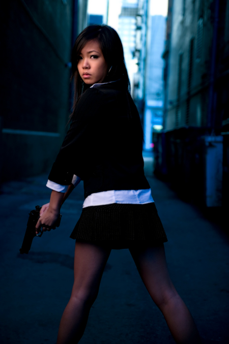 Female model photo shoot of Angela Chung by Echo Eidetics in somewhere in an alley
