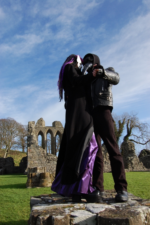 Female model photo shoot of Malice Doll and Miss Woo in Inch Abbey, Downpatrick