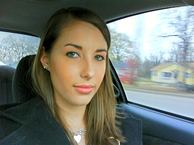 Female model photo shoot of Miz BB in in my car on the way to work