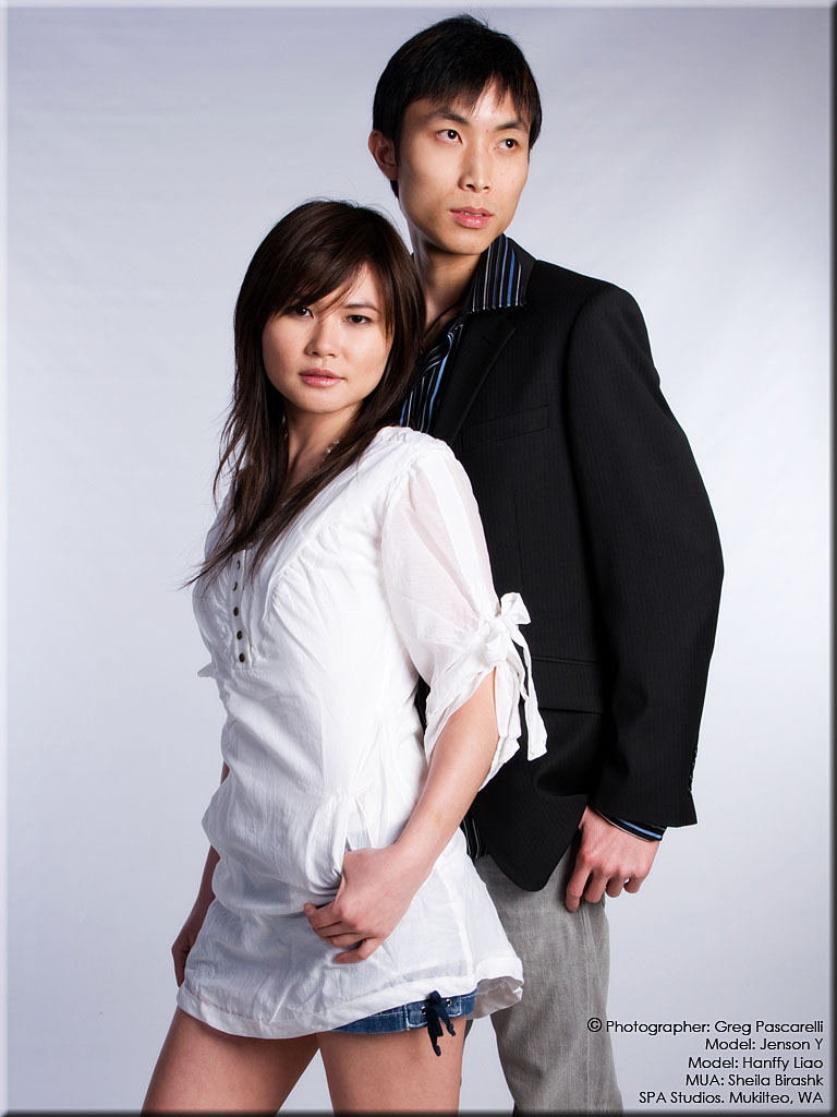 Male and Female model photo shoot of Jenson Y and Hanffy Liao by Greg Pascarelli in SPA Studio, Mukilteo, WA