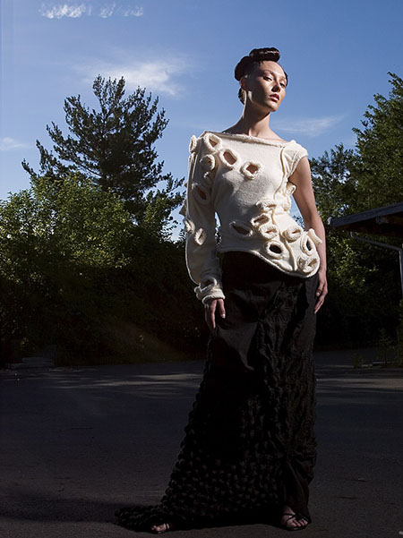 Female model photo shoot of Esther Myong Hall by Chip Willis in Columbus, clothing designed by Esther Myong Hall