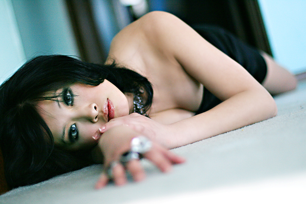 Female model photo shoot of Karen Nou Yang in my living room ;)
