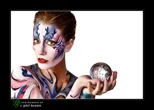 Male and Female model photo shoot of Phil Brown and Aeir, body painted by Susie Pierce Bodyart