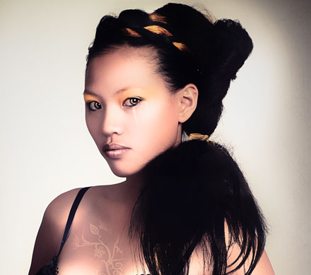 Female model photo shoot of Msz Manda by Paul Matthew Scottsdale in Gilbert Arizona, Pauls Studio, hair styled by hhair
