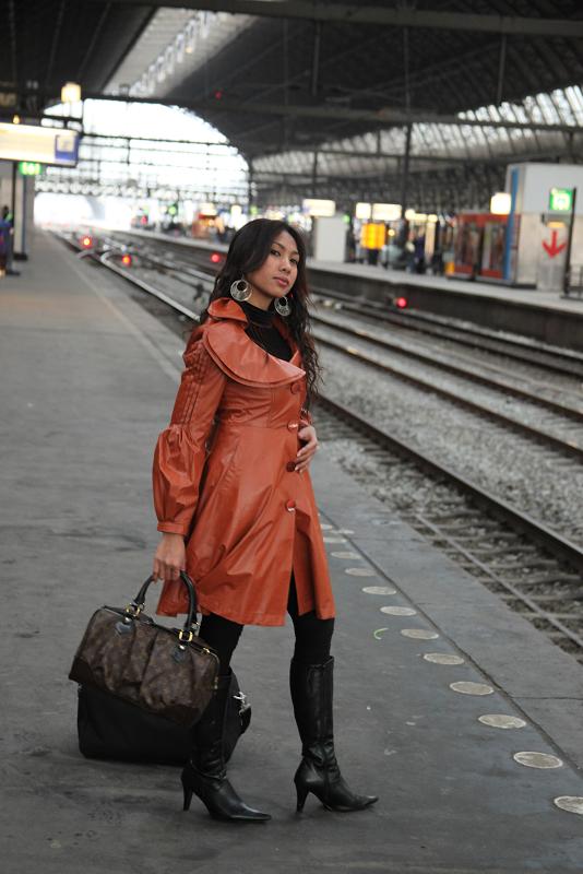 Female model photo shoot of Kitri in amst central station