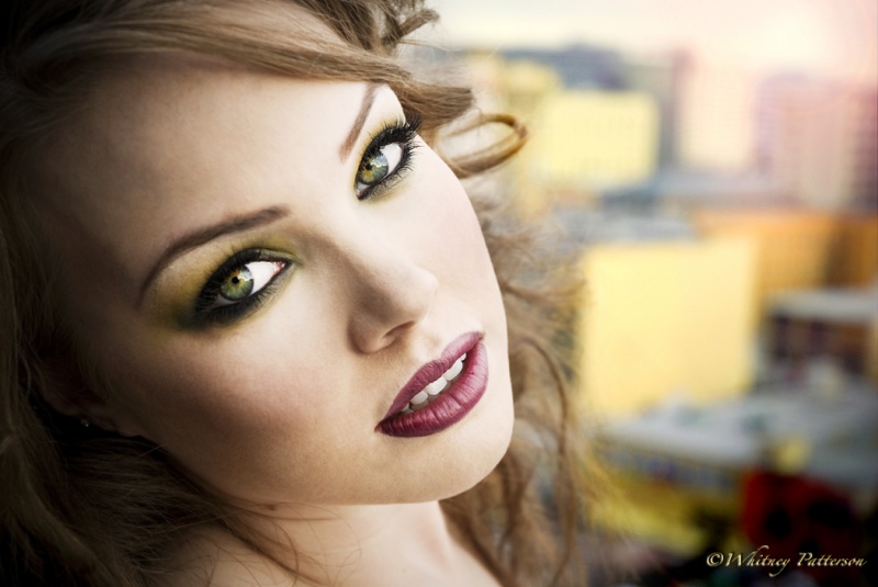 Female model photo shoot of Katherine Earle by Whitney Patterson Photo in Rooftop Los Angeles, makeup by JdP