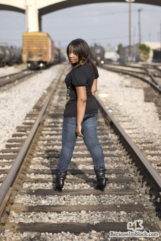 Female model photo shoot of Lonneshia by 24KPhotography in Los Angeles, clothing designed by I Love Being Black