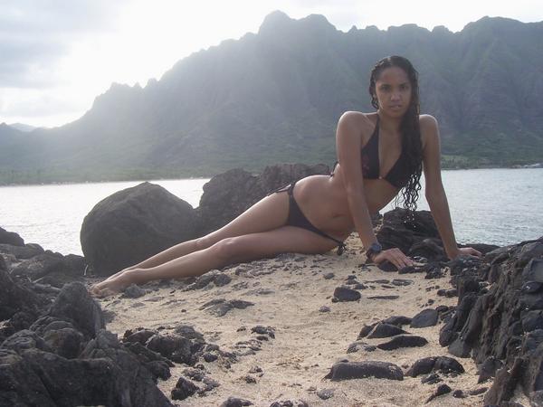 Female model photo shoot of Keahi Lee in Mokoli'i, Kualoa, Oahu, HI
