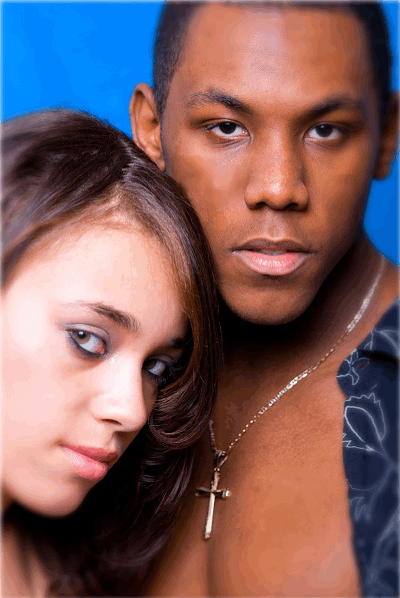 Male and Female model photo shoot of Kevin Saulsbury and Sheila J by Spindle City Studio in Cohoes studio