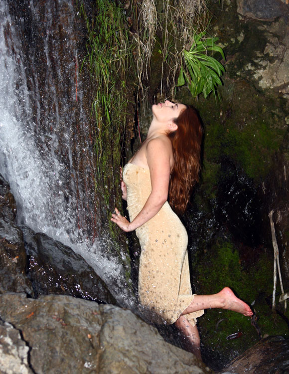 Female model photo shoot of Krista Pura by Paquet Photography in slo waterfall