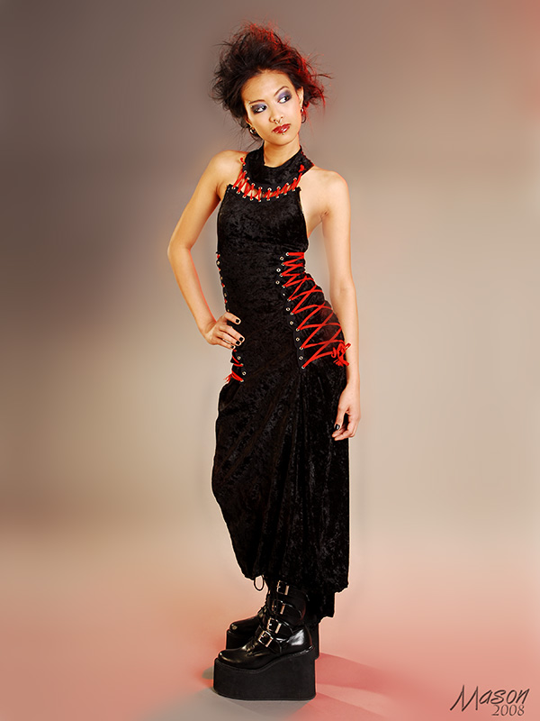 Female model photo shoot of Blood Countess by Mason Hladun, clothing designed by Velluto Nero Designs