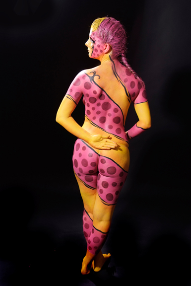 Female model photo shoot of SharonBodyPainter and Rowena Perry in Bristol UK, body painted by SharonBodyPainter