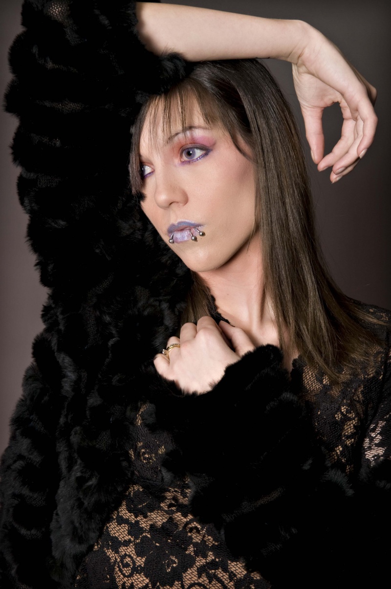 Female model photo shoot of Lillian Malice by Christi Falls Photo, makeup by Make Up By Messe Noire