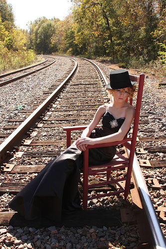 Female model photo shoot of Annabel Lee Photography in Flora - Railroad Tracks