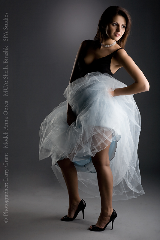 Female model photo shoot of Ana Oprea by Lawrence Grant, makeup by Sheila Birashk MUA