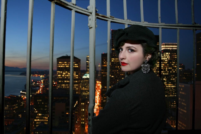 Female model photo shoot of Dana Meade in Smith Tower