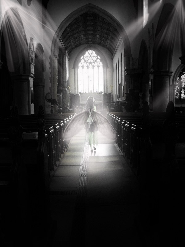 Female model photo shoot of Dark Sanctuary Images  and -angeldust- in Harrow on Hill St Mary's Church