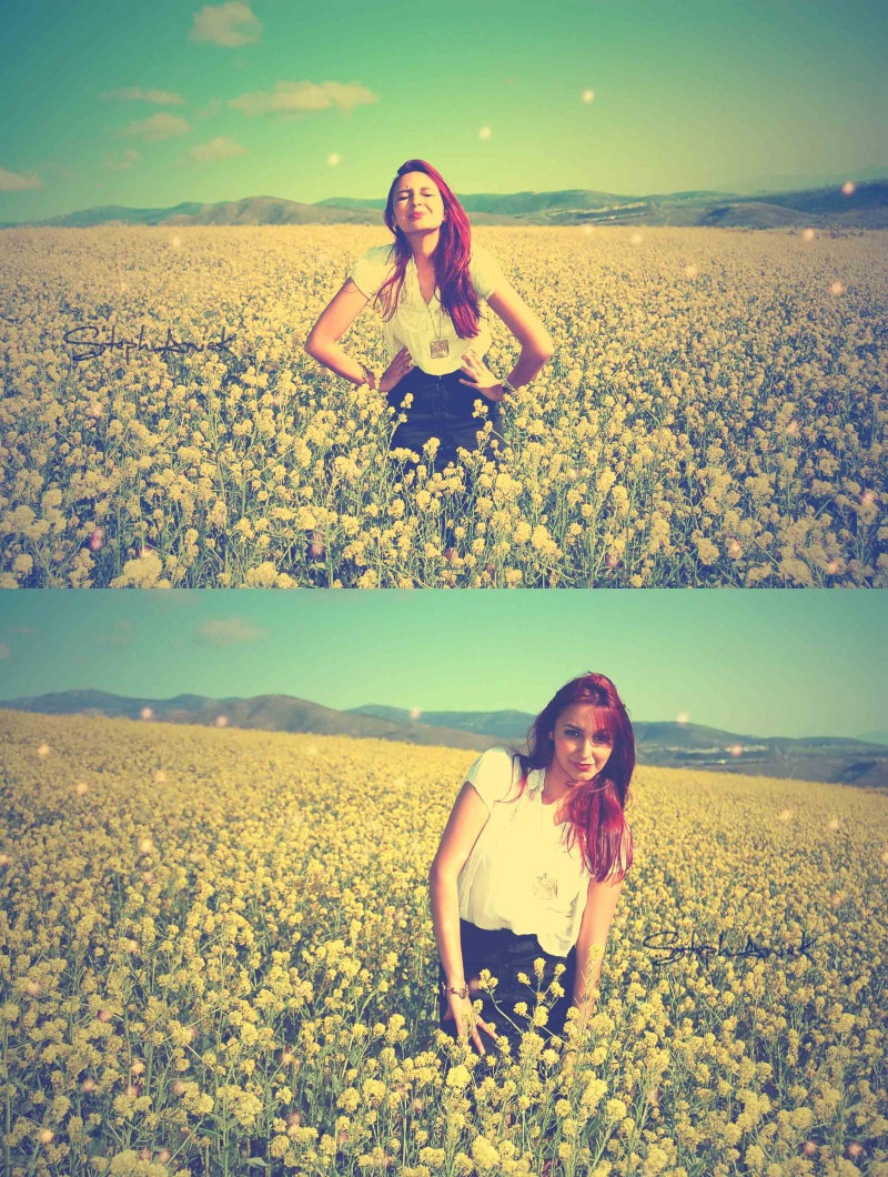 Female model photo shoot of Tania Chat di Muse by S A T O R I in Flower Field