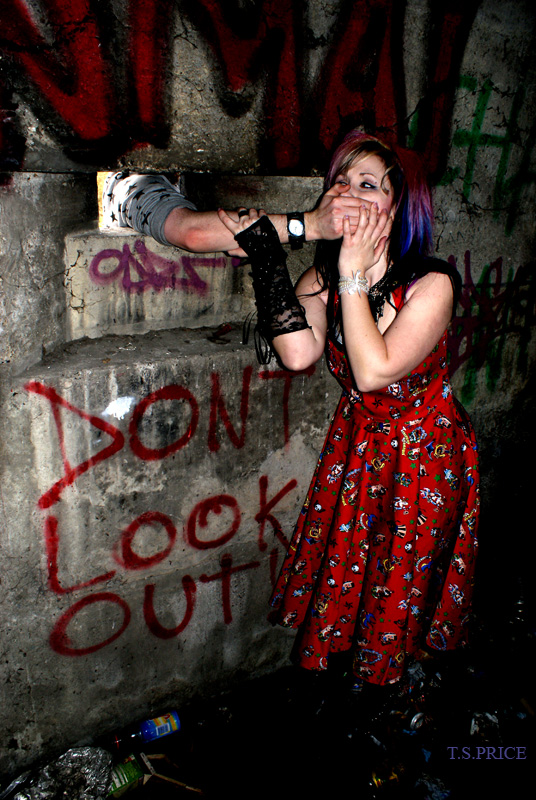 Male and Female model photo shoot of TemporalSublimity and Zoe T-ea- in Police shelter