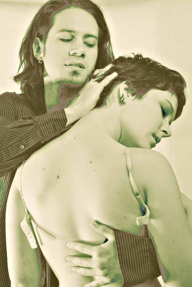 Male and Female model photo shoot of Alexander Chang and AlkemieJaneWearsClothes by Conceptually Black