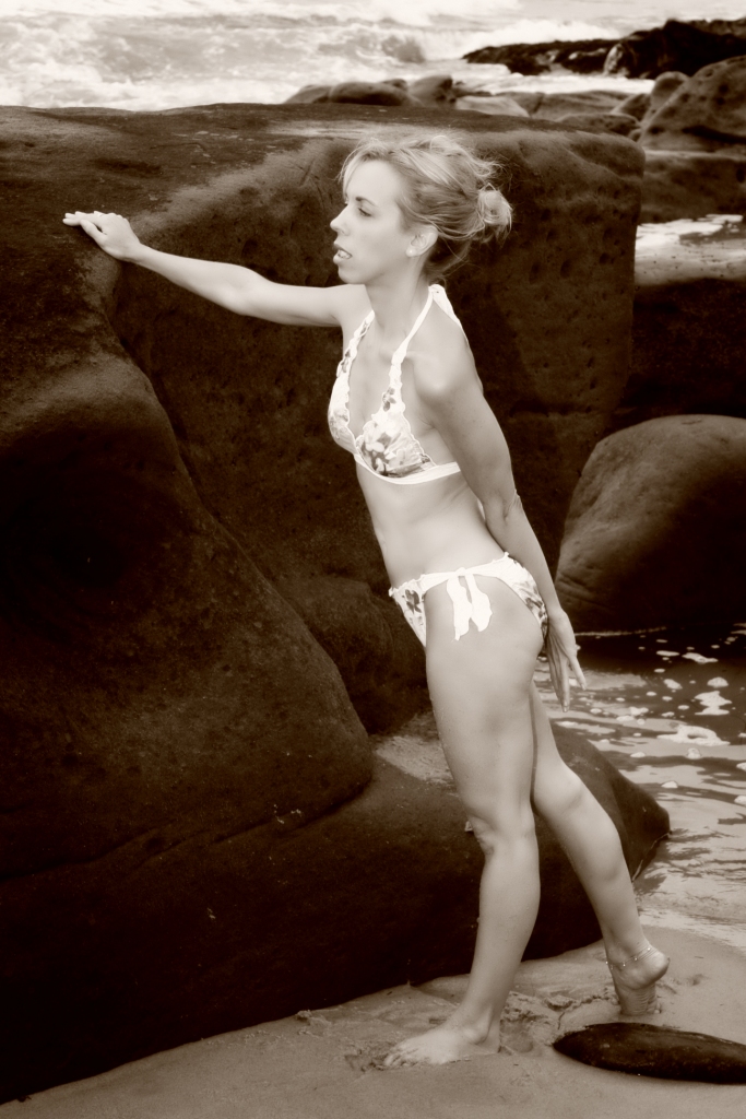 Female model photo shoot of Blondambition in Wind-n-Sea Beach, La Jolla, CA