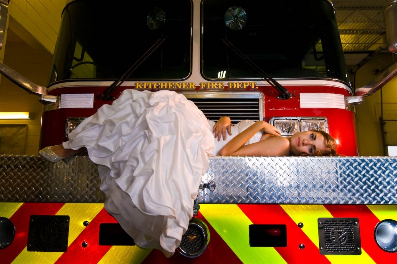 Male and Female model photo shoot of James Woo and Lexy Collett in Kitchener Firestation